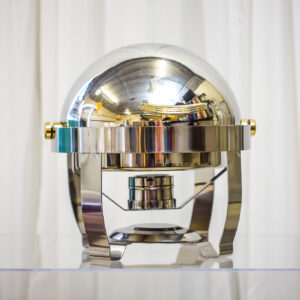 Food Warmer - Chafing Dish 003 - 6 Quart Supreme Round Roll Top with Gold Trim Chafer